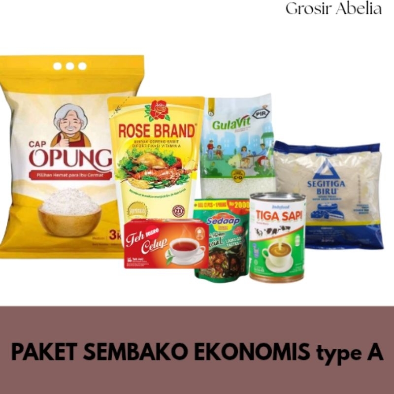 

PAKET SEMBAKO TERMURAH EKONOMIS (type A) BERAS GULA MINYAK TEPUNG