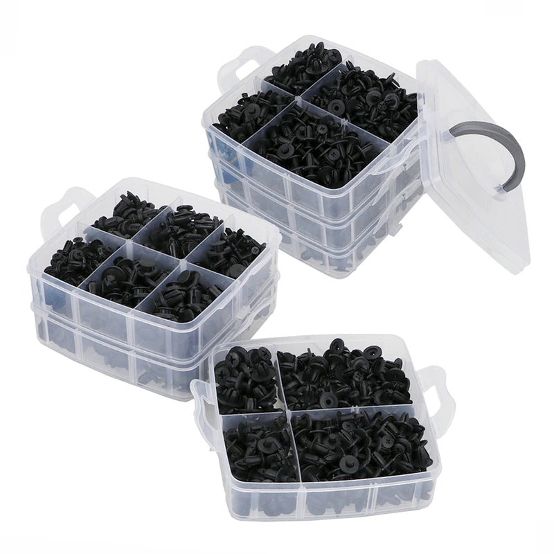 Set Baut Rivet Dengan Box Baut Rivet Mobil Universal Push Pin Fasteners Clip isi 620 PCS Dengan Box 16 Model Variasi Lengkap Reparasi Modifikasi Interior Exterior Mobil Vehicle Car trim fender Bumper Radiator shield yoke side skirt grille engine cover