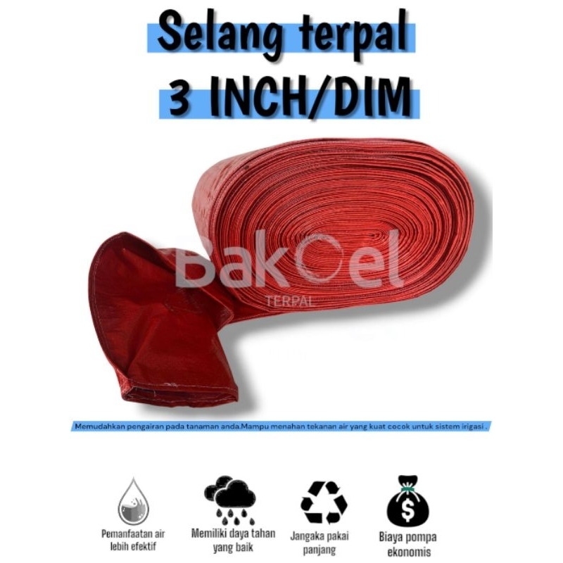 selang terpal plastik(oren)pertanian dobel dua lapis ukuran 50