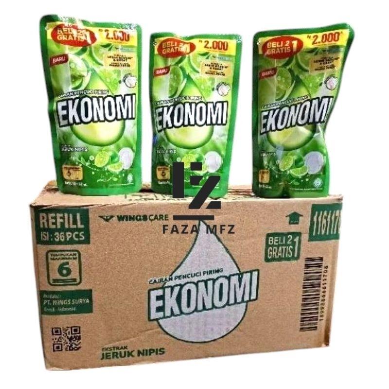 (1 dus) ekonomi sabun cuci piring 2000 / ekonomi 2000 1 dus isi 36 pcs