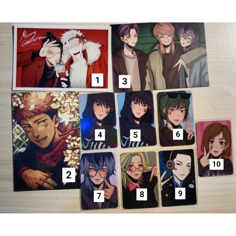 Fanmerch photocard artprint tokyo revengers jujutsu kaisen megumi rindou maki nobara gojo geto yuuji