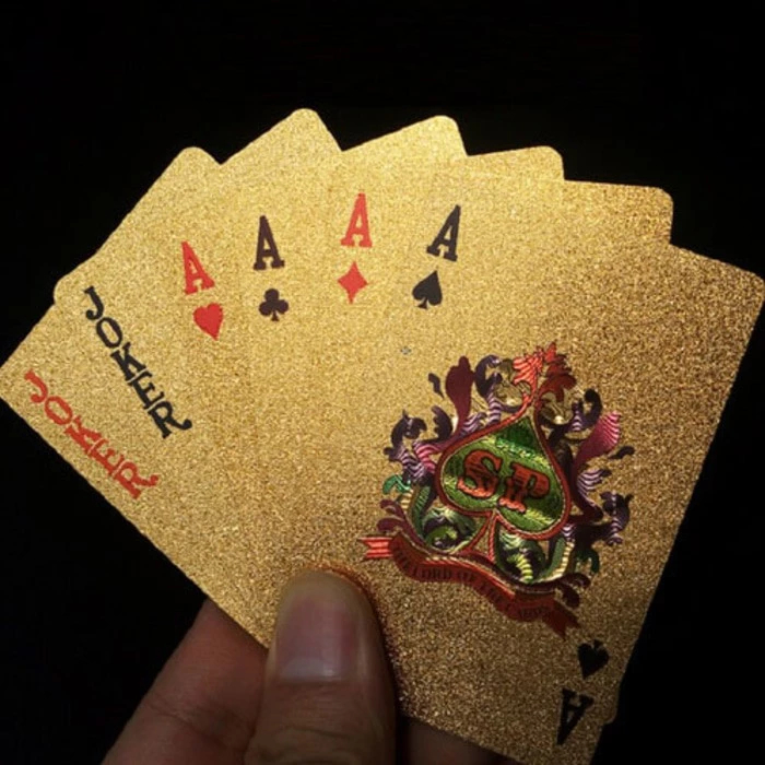 Kartu Remi Poker Gold Foil Waterproof