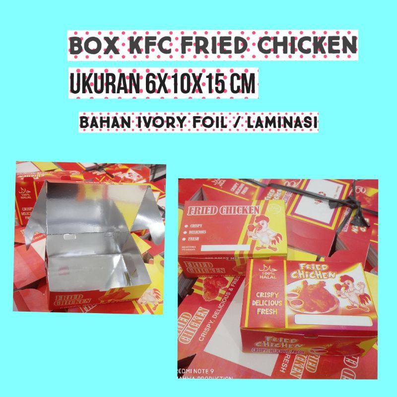 

100 Lembar Dus Box Fried Chicken / Kardus KFC / Dus Snack Kotak