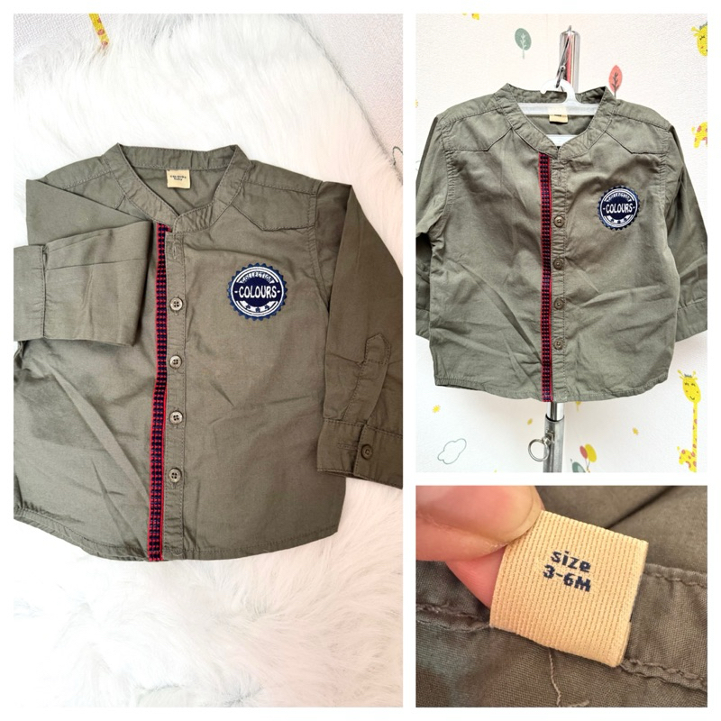 Baju Kemeja Bayi Laki Warna Army Kerah Koko