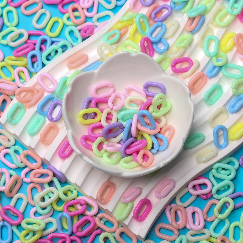 20 gr Manik Rantai Akrilik Mote Rantai Oval Pastel Bahan Kerajinan