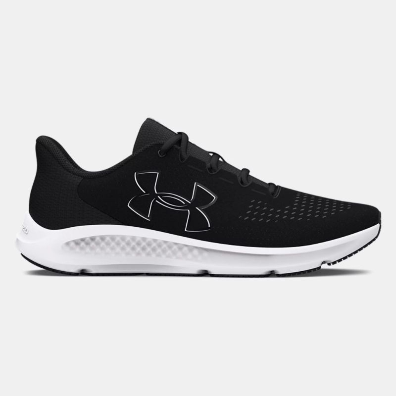 SEPATU RUNNING ORIGINAL UNDER ARMOUR CHARGED PURSUIT 3 BIG LOGO BLACK WHITE