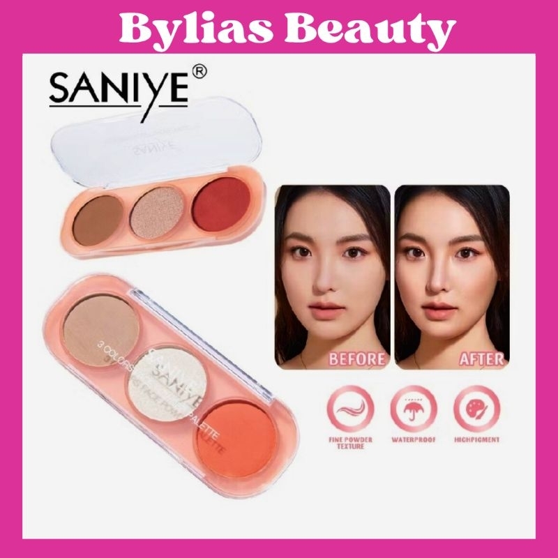 SANIYE Multifungsi Blush On Glitter Highlitter Palette Countur