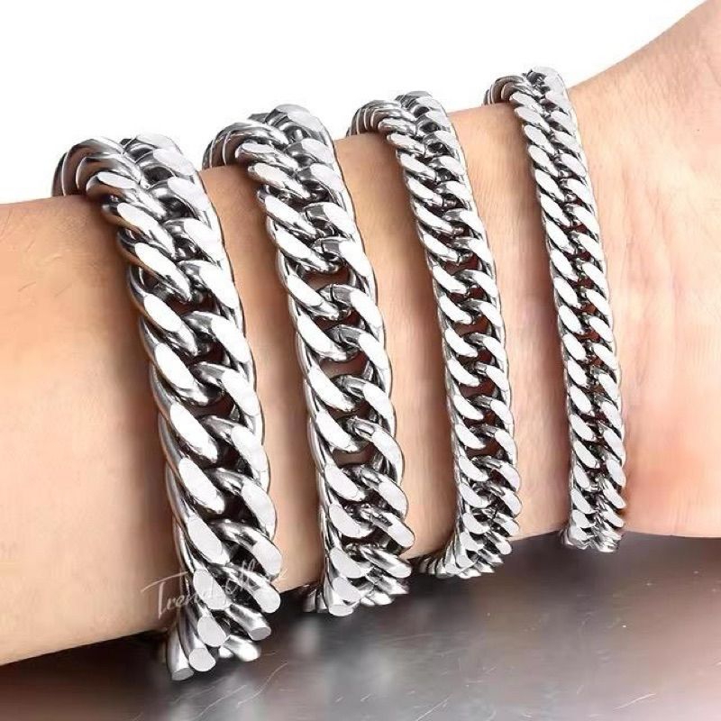 GELANG TANGAN TITANIUM RANTAI ANTI KARAT DAN TIDAK LUNTUR 3-11 MM