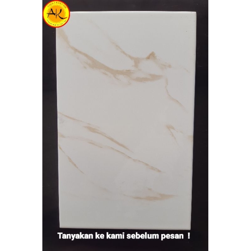 Keramik untuk Dinding dapur kamar mandi Glossy Motif Marmer Putih Carara 25x40 Calabria Beige