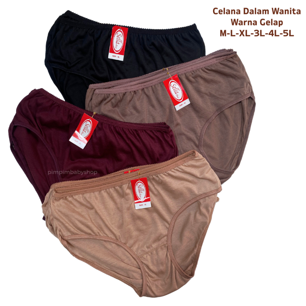 CUCI GUDANG 3 Pcs Celana Dalam CD Wanita Polos Halus Size M-L-XL-3L-4L-5L Undies Cewek Dewasa Remaja