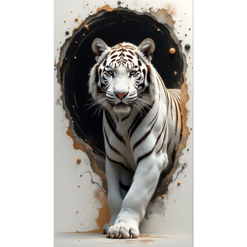 3D Harimau Putih Hiasan dinding Lukisan cetak poster dekorasi rumah ruangan tamu kamar tidur pajanga