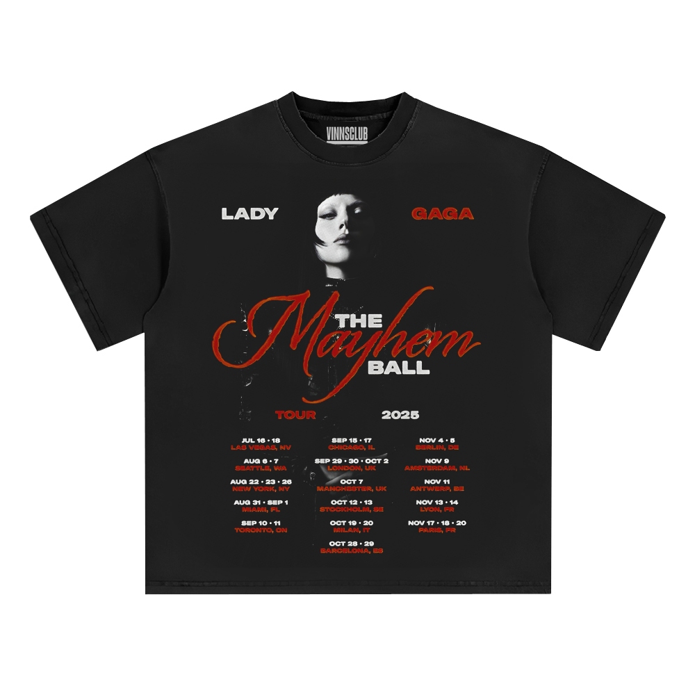 Kaos Lady Gaga Mayhem  Tour 2025 Cotton Combad 30s