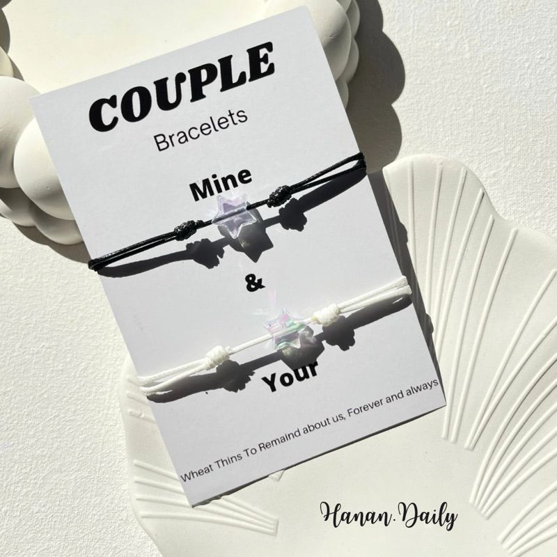 [Gelang Couple Bintang] Gelang couple bintang pelangi ungu putih/ gelang hitam/ gelang hitam lucu co