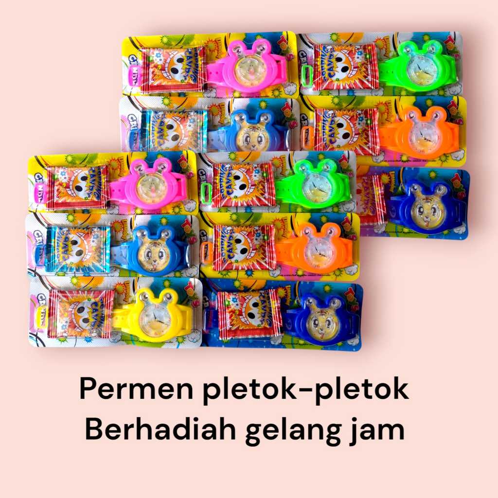 

(10 PCS) PERMEN PLETOK PLETOK BERHADIAH GELANG BERBENTUK JAM TANGAN