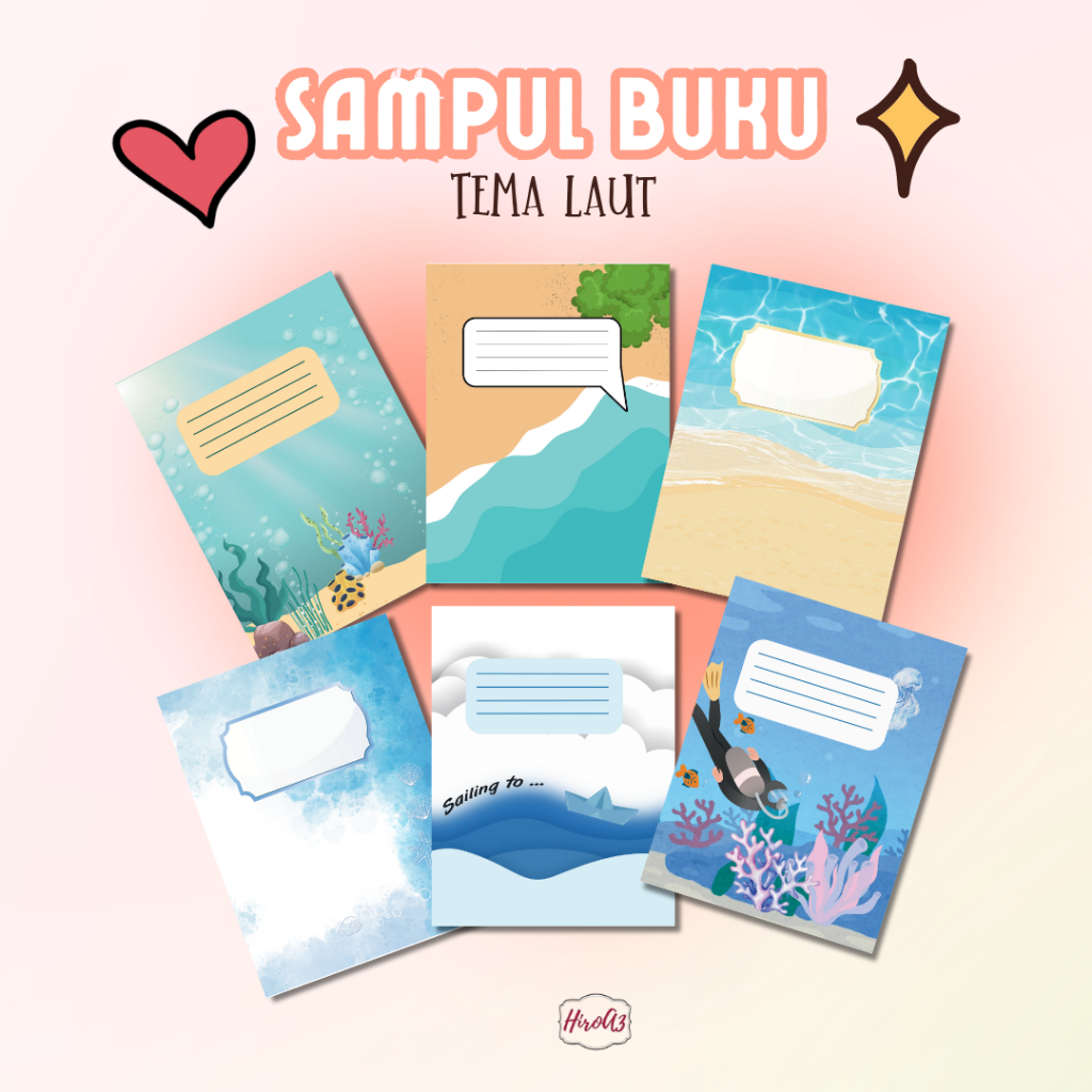

[HiroA3] Sampul Buku Cover Buku Aesthetic Tema LAUT Isi 10 pcs HVS 100gsm