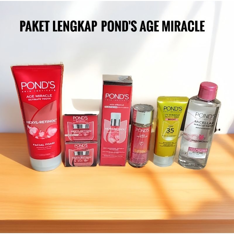 paket super lengkap ponds age miracle skincare antiaging anti penuaan & kerutan