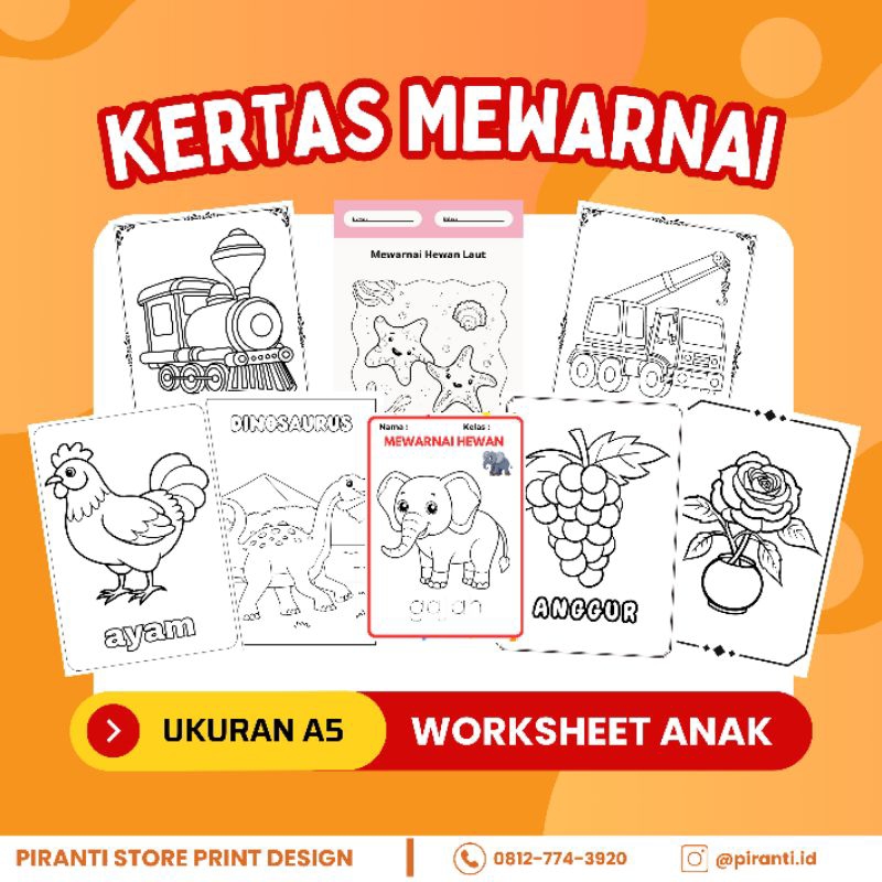 

TERMURAH 30 LEMBAR KERTAS MEWARNAI ANAK KERTAS HVS 80 GRAM