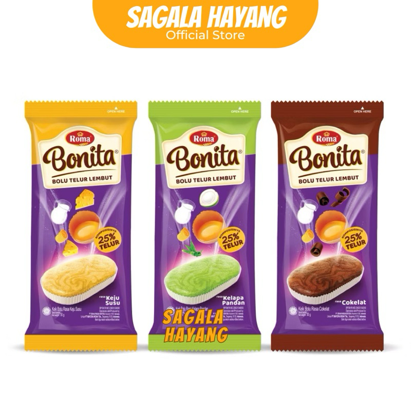 

( SAGALA HAYANG ) Roma Bonita Bolu Telur Lembut -30gram