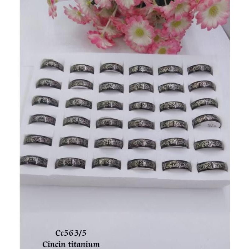 36PCS CINCIN TITANIUM TAUHID HITAM 5ML CINCIN TITANIUM PRIA WANITA ANTI KARAT DAN TIDAK LUNTUR