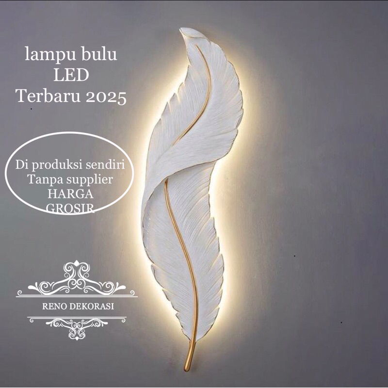 woldecor hiasan dingding Motif Bulu angsa +lampu LED walldecor Lampu Hias Ruang Tamu Lampu Gantung D