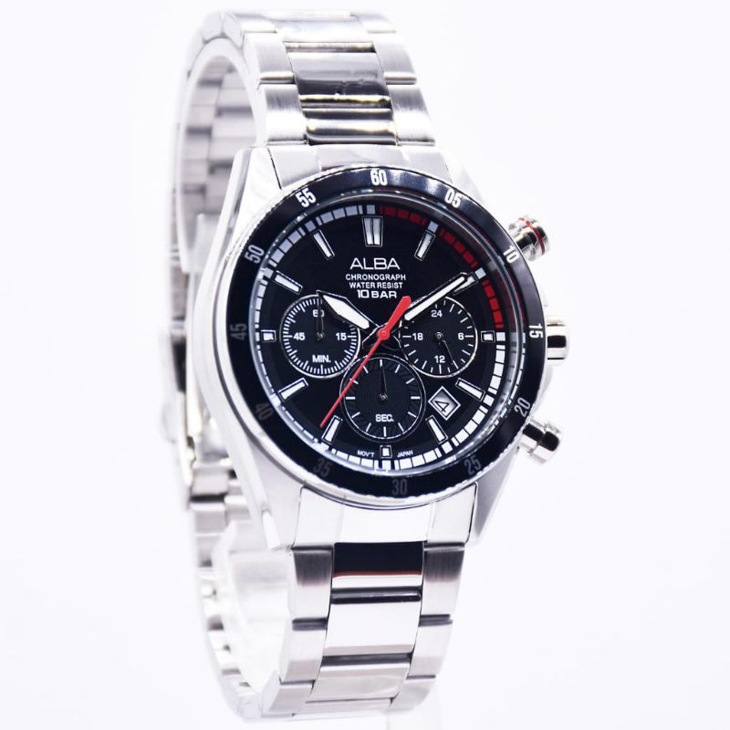 Jam Tangan Pria AT3J29X1 at3j29 Chronograph Black Dial Original