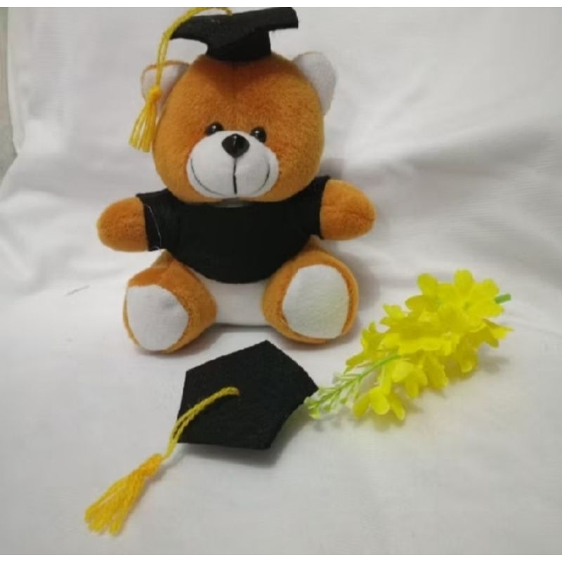 topi toga boneka tali kuning/topi toga wisuda boneka segi lima boneka ukuran 15 cm