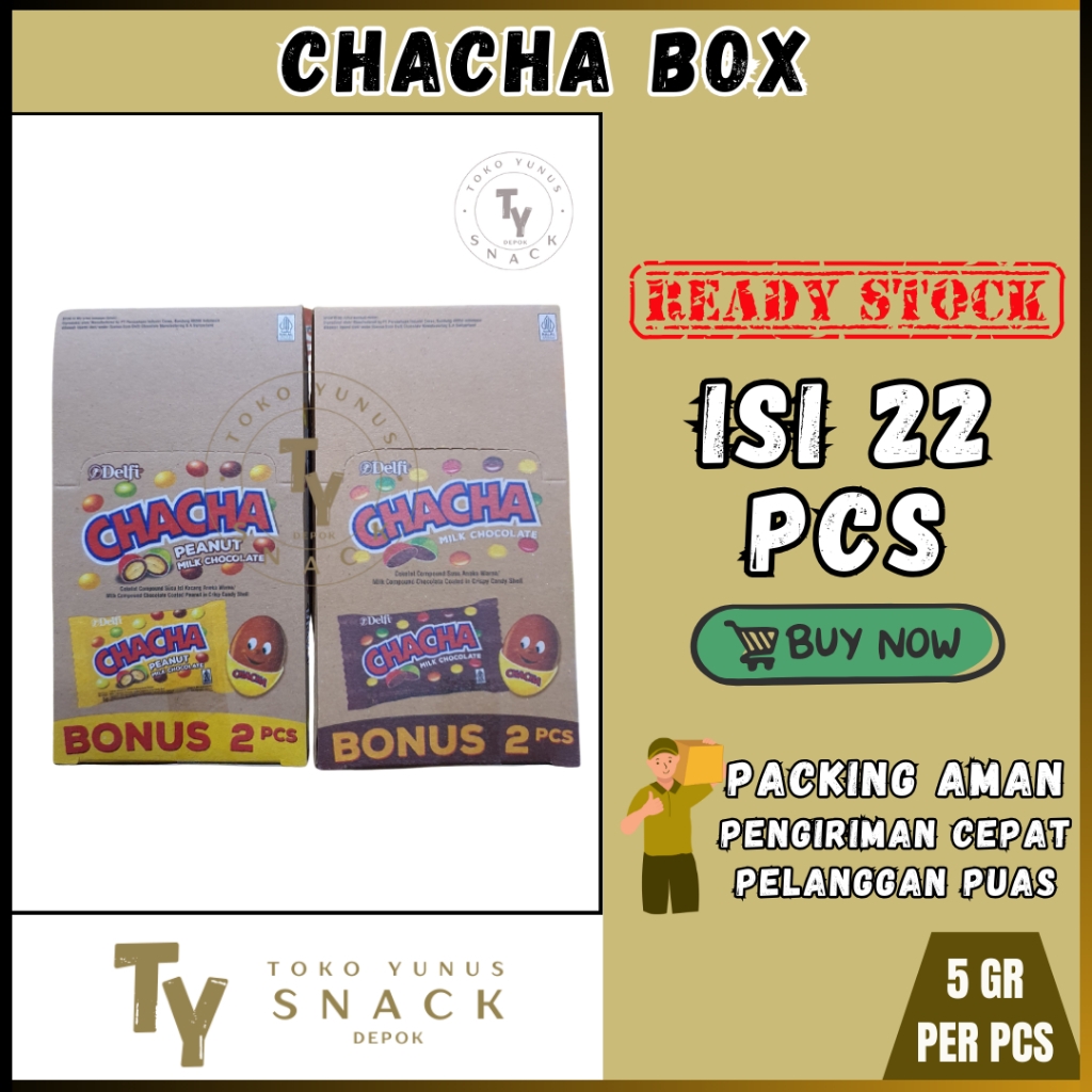 

CHACHA / CHA CHA COKLAT KACANG BOX ISI 22PCS @5GR