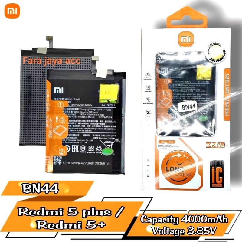 Baterai Battery Xiaomi ORIGINAL BN44 For Xiaomi Redmi 5 plus/Redmi 5+ BN44 ORIGINAL 100%