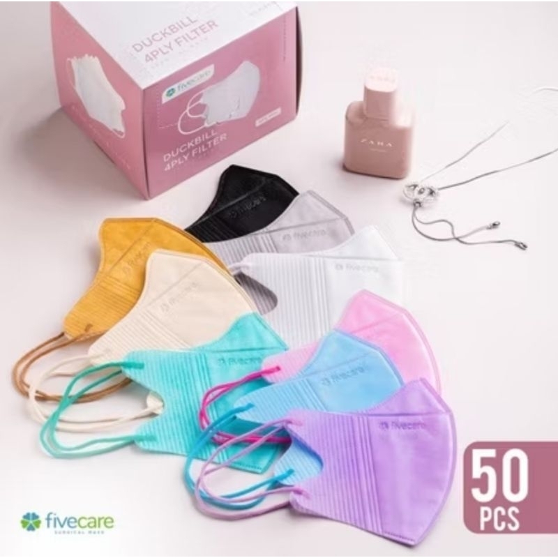 FIVECARE DUCKBILL 4PLY SURGICAL MASK 25 PUTIH | Duckbill Putih