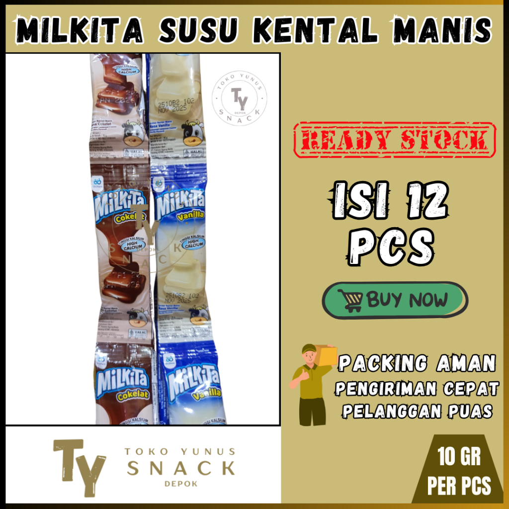 

MILKITA SUSU KENTAL MANIS COKLAT VANILLA RENCENG ISI 12PCS @10GR