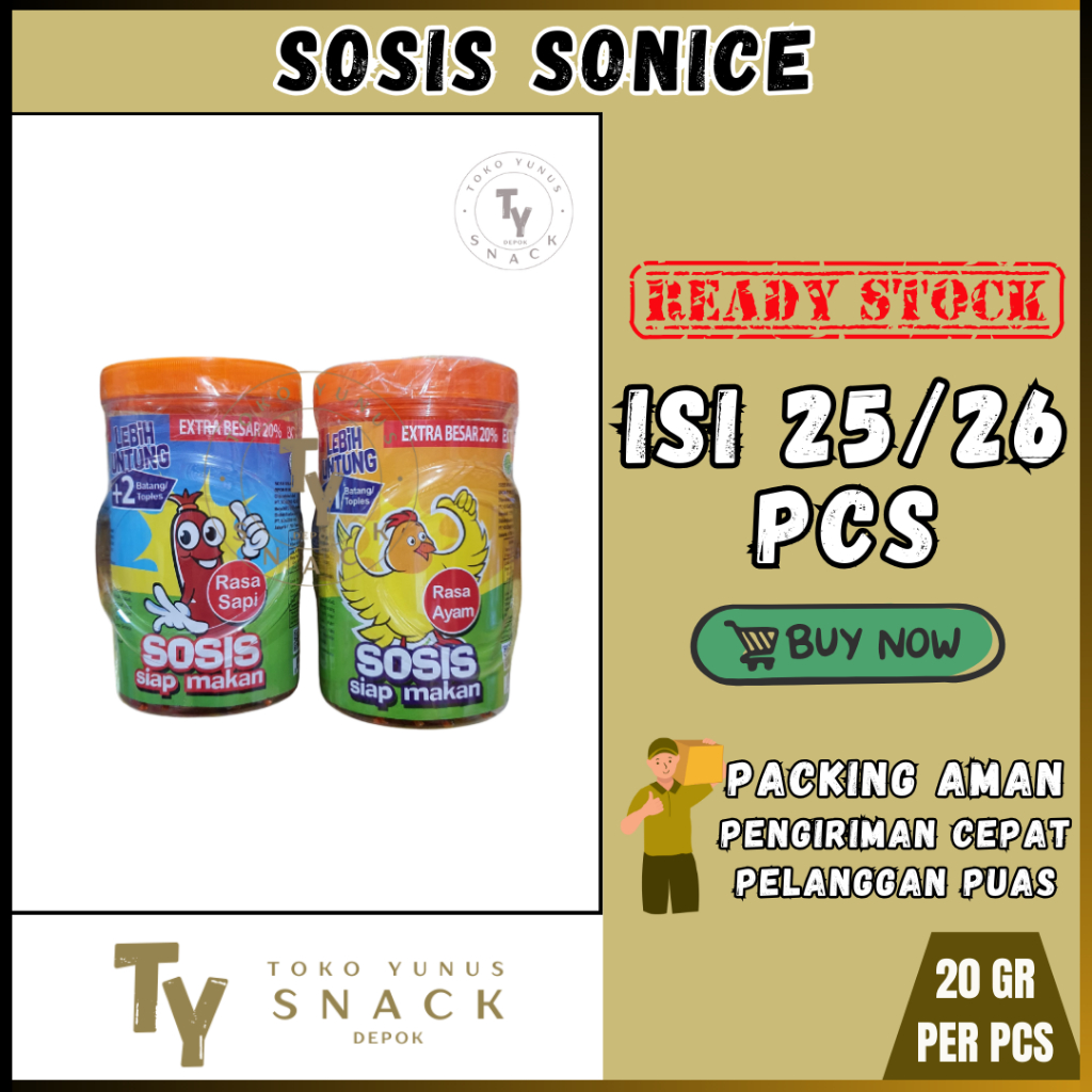 

SOSIS SONICE AYAM SAPI TOPLES ISI 25/26 PCS