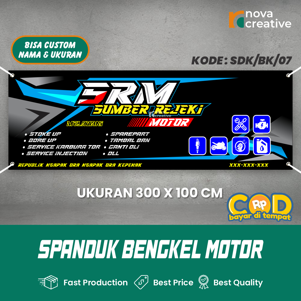 Print Banner Bengkel Motor Dan Onderdil Spanduk Custom Free Desain