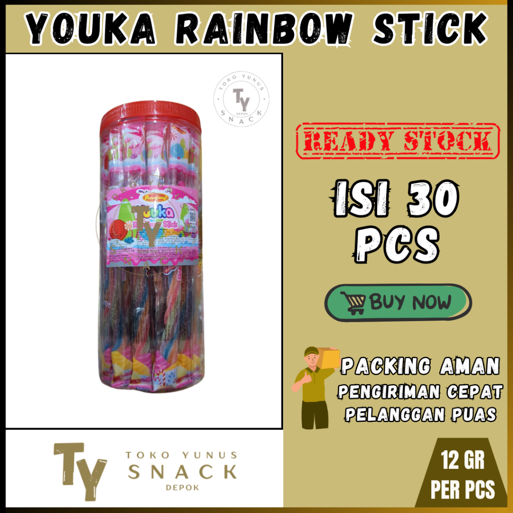 

YOUKA RAINBOW STICK TOPLES ISI 30PCS @12GR