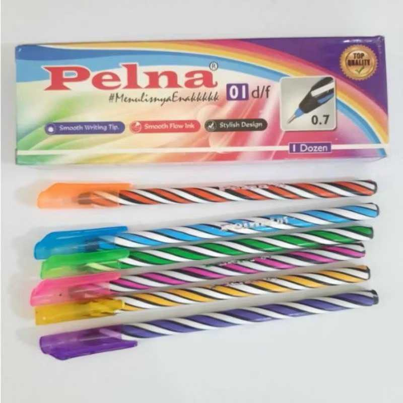 

pulpen ulir hitam merk pelna per pack isi 12 pcs