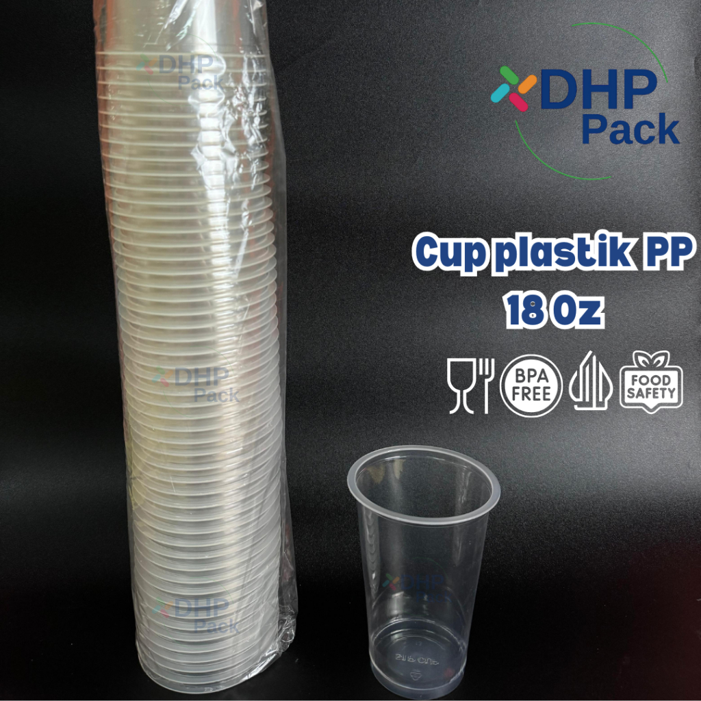 Cup Plastik PP 18 oz Gelas Bening Tebal Gelas Pop Ice Murah Berkualitas