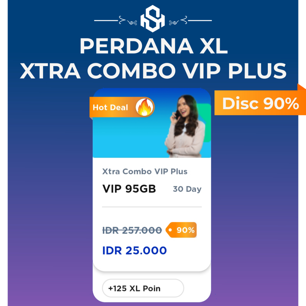 Perdana XL Xtra Combo VIP Plus 75GB Diskon 90%