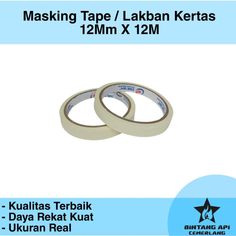 

Masking Tape 12mm X 12M / Lakban Kertas / Isolasi Kertas