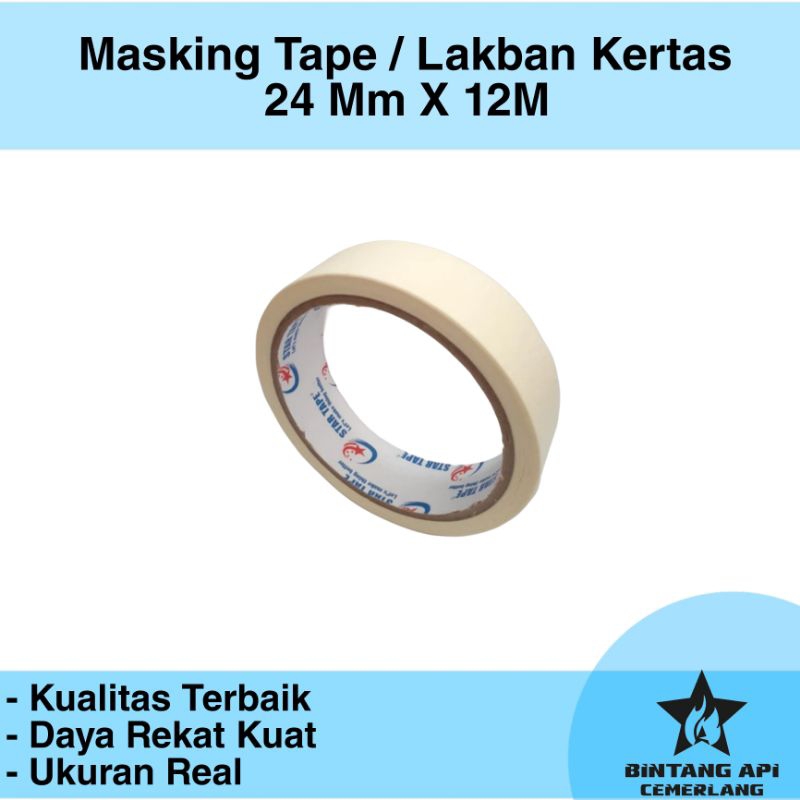 

Masking Tape 24mm X 12M / Lakban Kertas / Isolasi Kertas