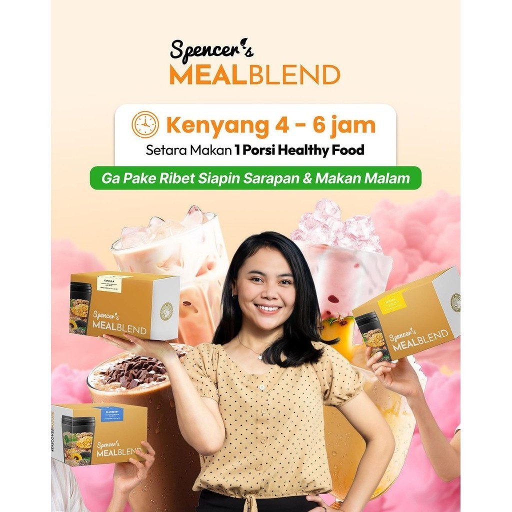 Spencer's Mealblend Rasa Kukis dan Krim Minuman Serbuk Multigrain Langsing Diet Sehat Serat Halal