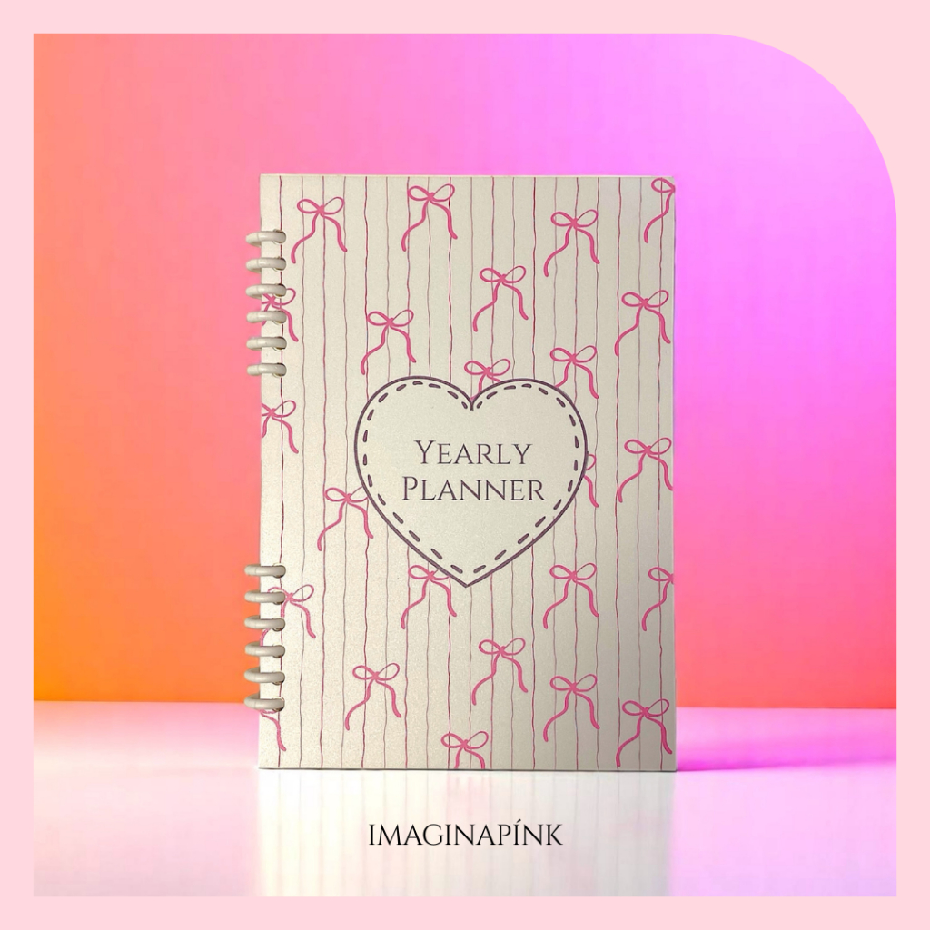 

Yearly Planner Coquette Undated - Aesthetic Pink Yearly Tracker - Annual Planner Journal (COQUETTE-1)