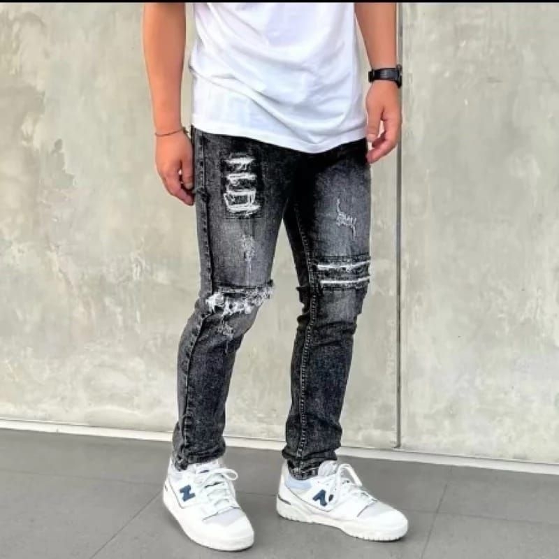 Celana Jeans Pria Celana Panjang Pria Jeans Sobek Celana Jeans Pria Sobek Tidak Tembus