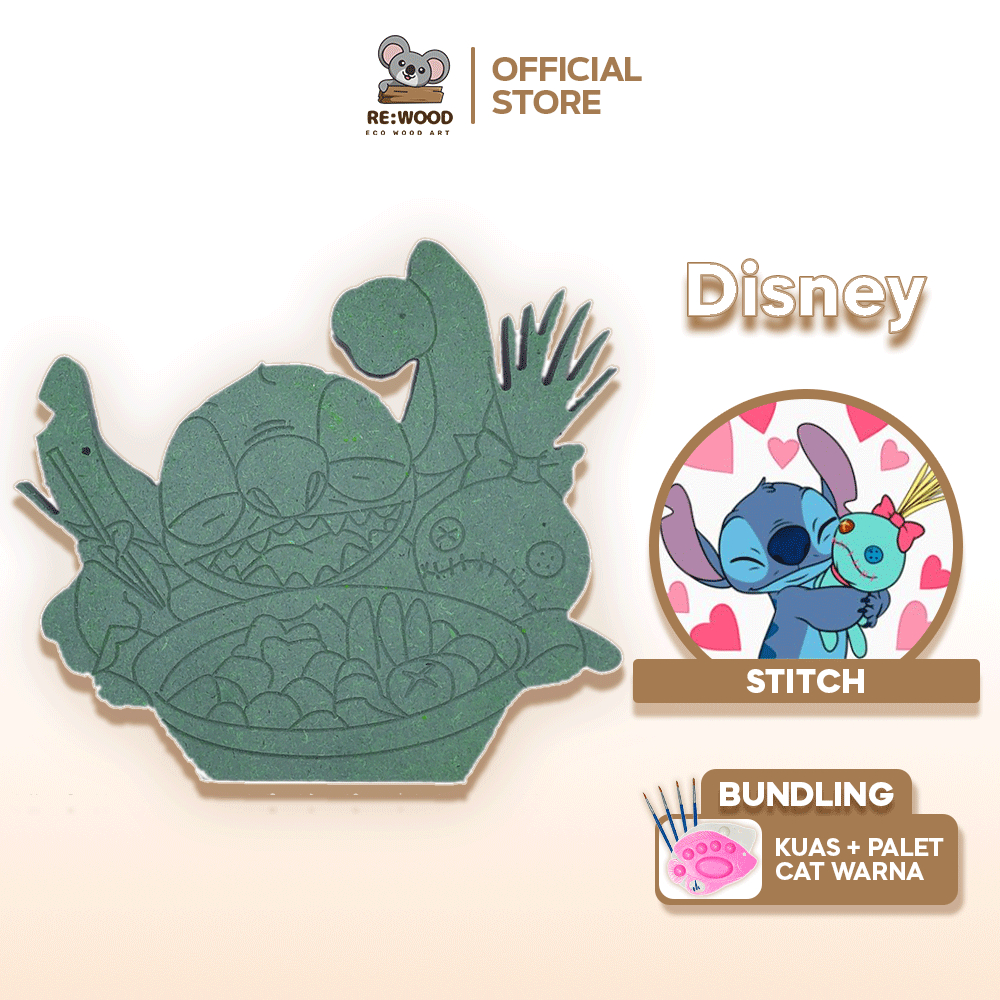 

Wood Painting Stitch Scrump Eating | Size S M L | DIY Melukis Karakter Kanvas Kayu Seri Disney Makan