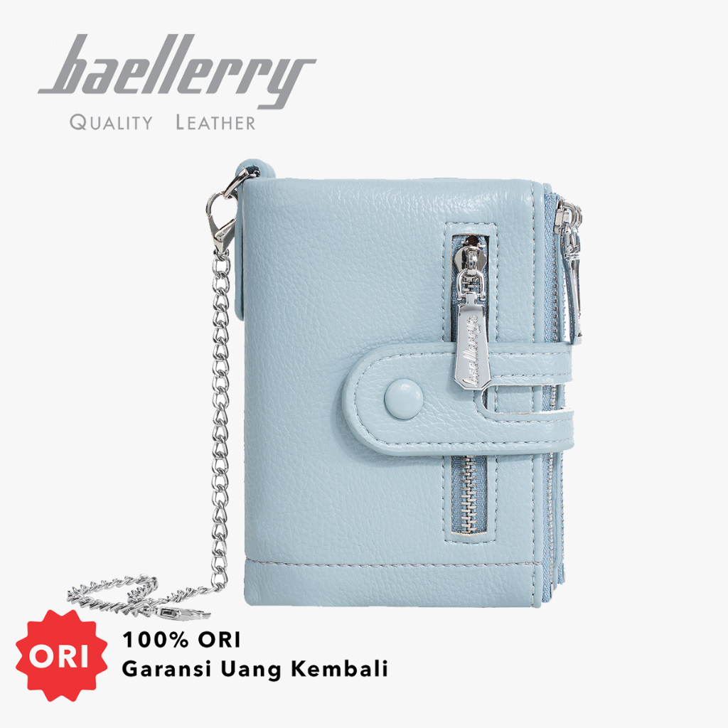 BAELLERRY D3262 Wanita Dompet Wanita Lipat Pendek Kulit Sintetis Warna Merah Muda
