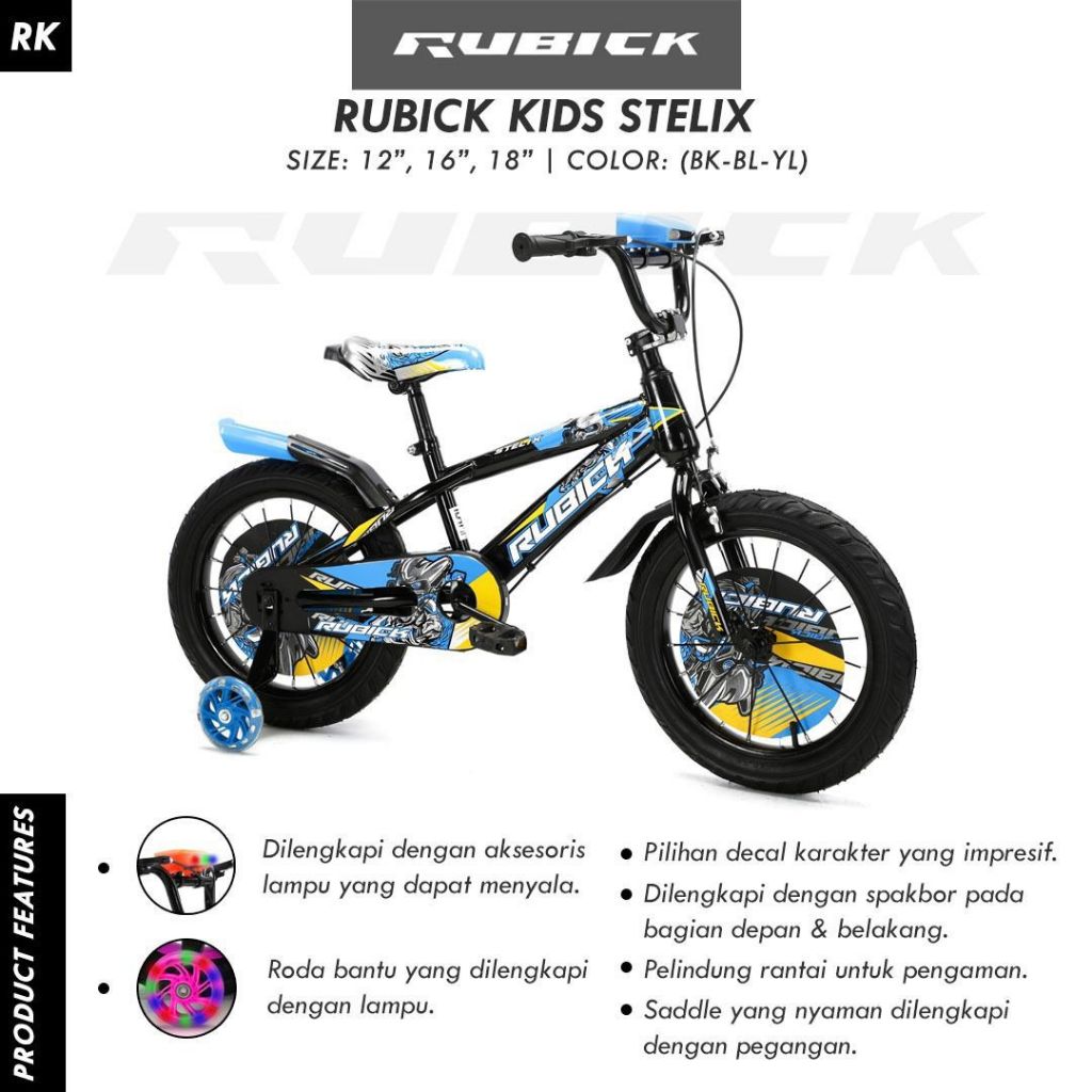 Sepeda anak bmx 16 18 inc rubick magnus bisa buat umur 4-9 tahun ke atas