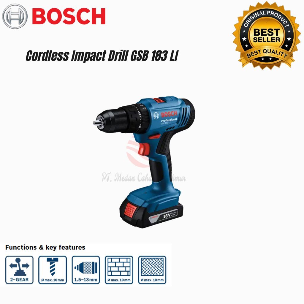 BOSCH GSB 183-LI PROFESSIONAL DRIVER/BOR IMPACT BERDAYA BATERAI