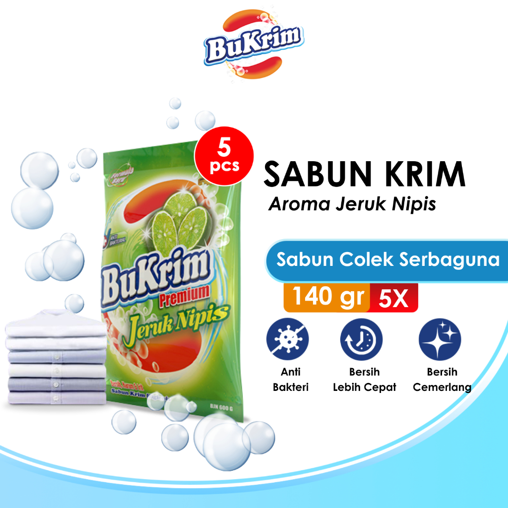 Sabun Colek BuKrim Premium Jeruk Nipis 140gr - 5 Pcs