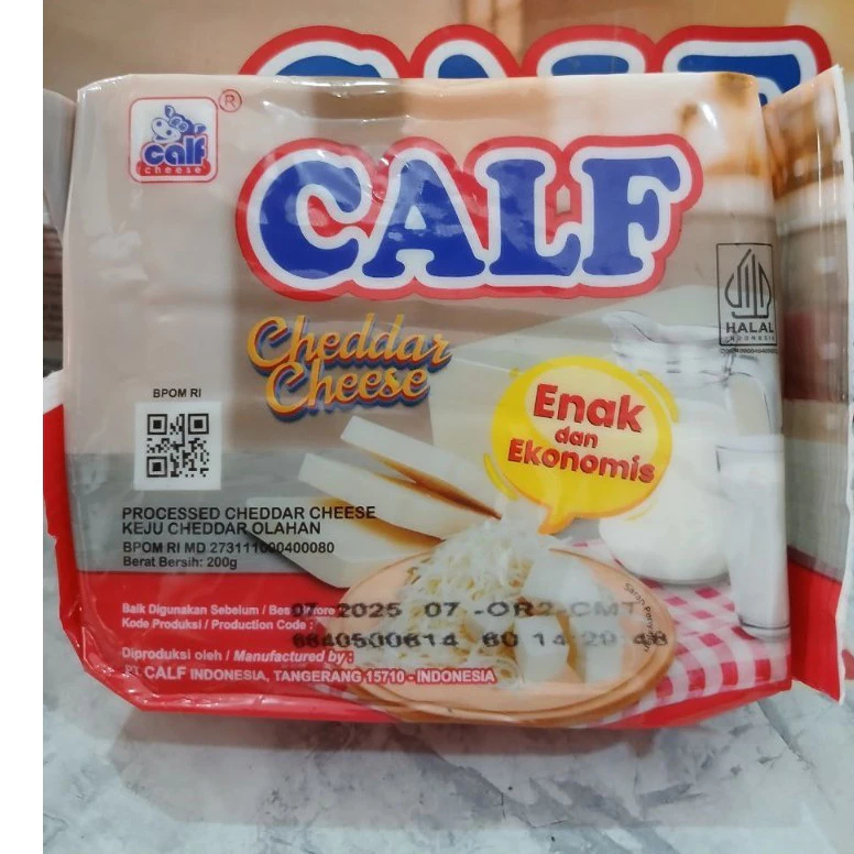 

Keju Calf Cheddar Cheese Kemasan Terjangkau 200 Gr