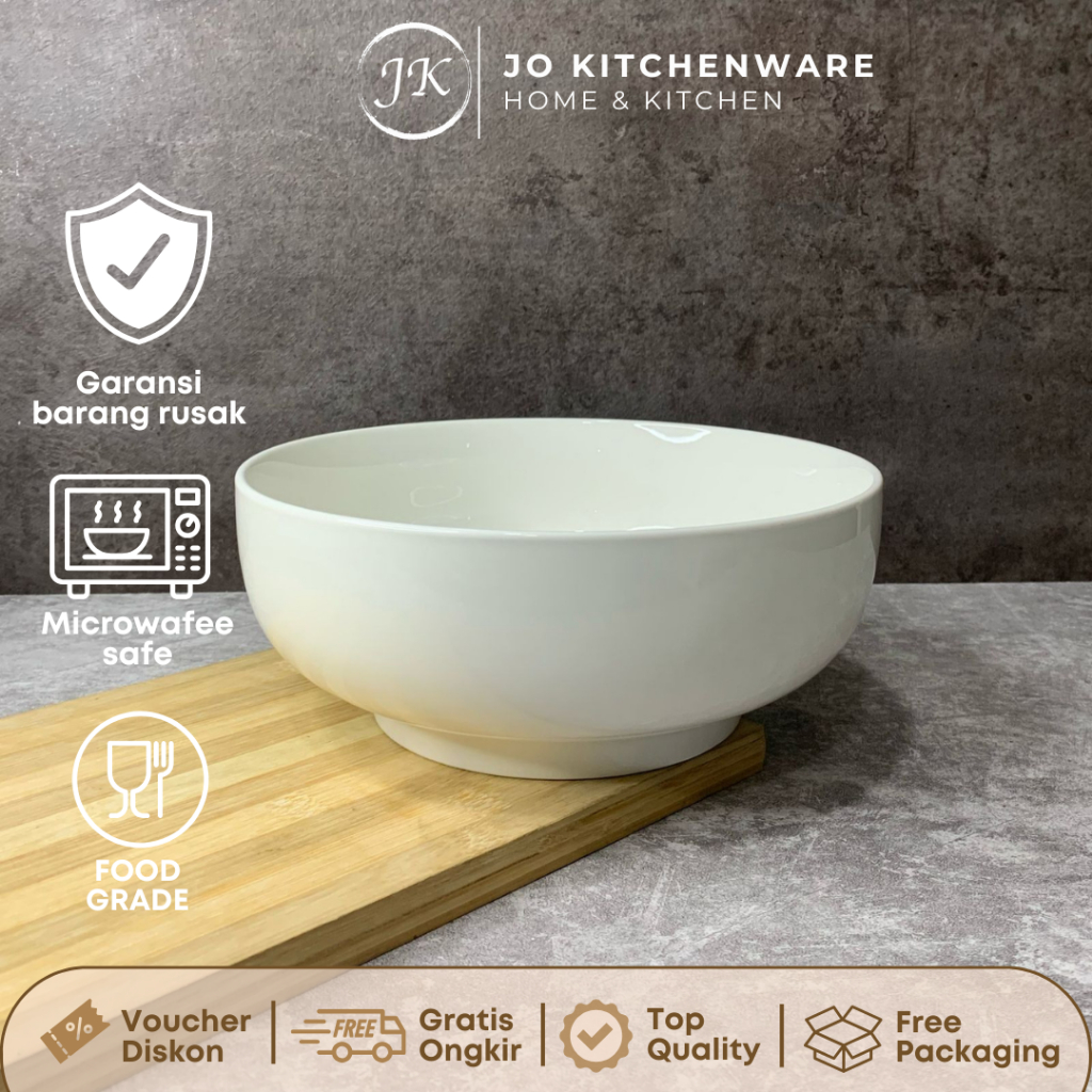 Mangkok Saji Besar Keramik Premium Putih Polos Diameter 25cm / mangkok hotelware serbaguna JJ419
