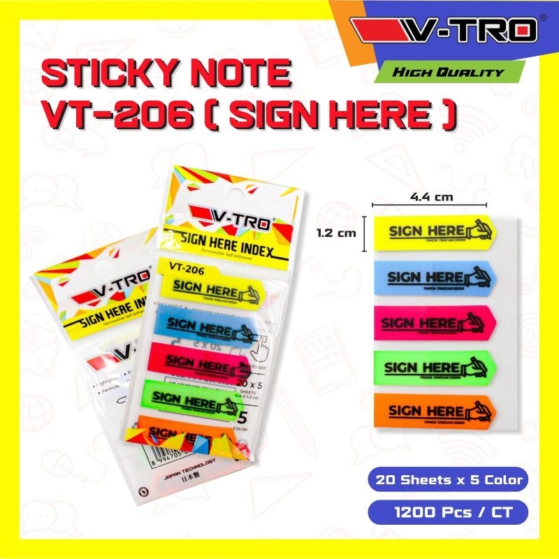 

STICKY NOTE/MEMO/POST IT PLASTIK VTRO 206 SIGN HERE