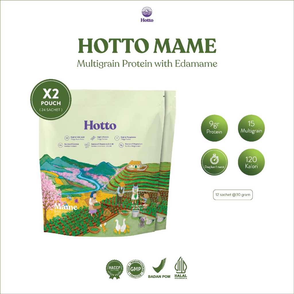 

Hotto Purto Edamame Oat Sereal 2 Pouch Isi 24 Sachets